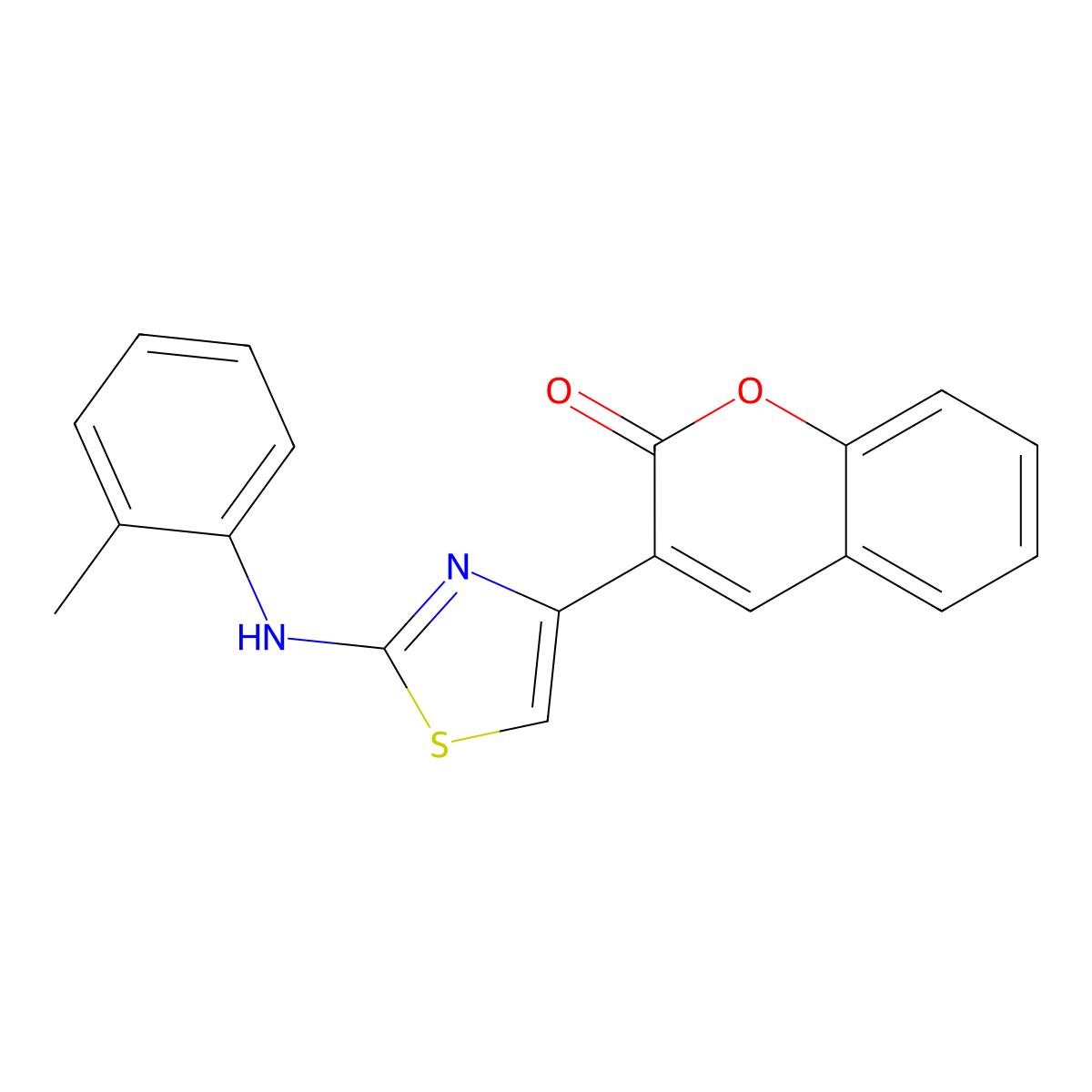3-{2-[(2-methylphenyl)amino]-1,3-thiazol-4-yl}-2H-chromen-2-one molecular structure, CAS 5478-06-8