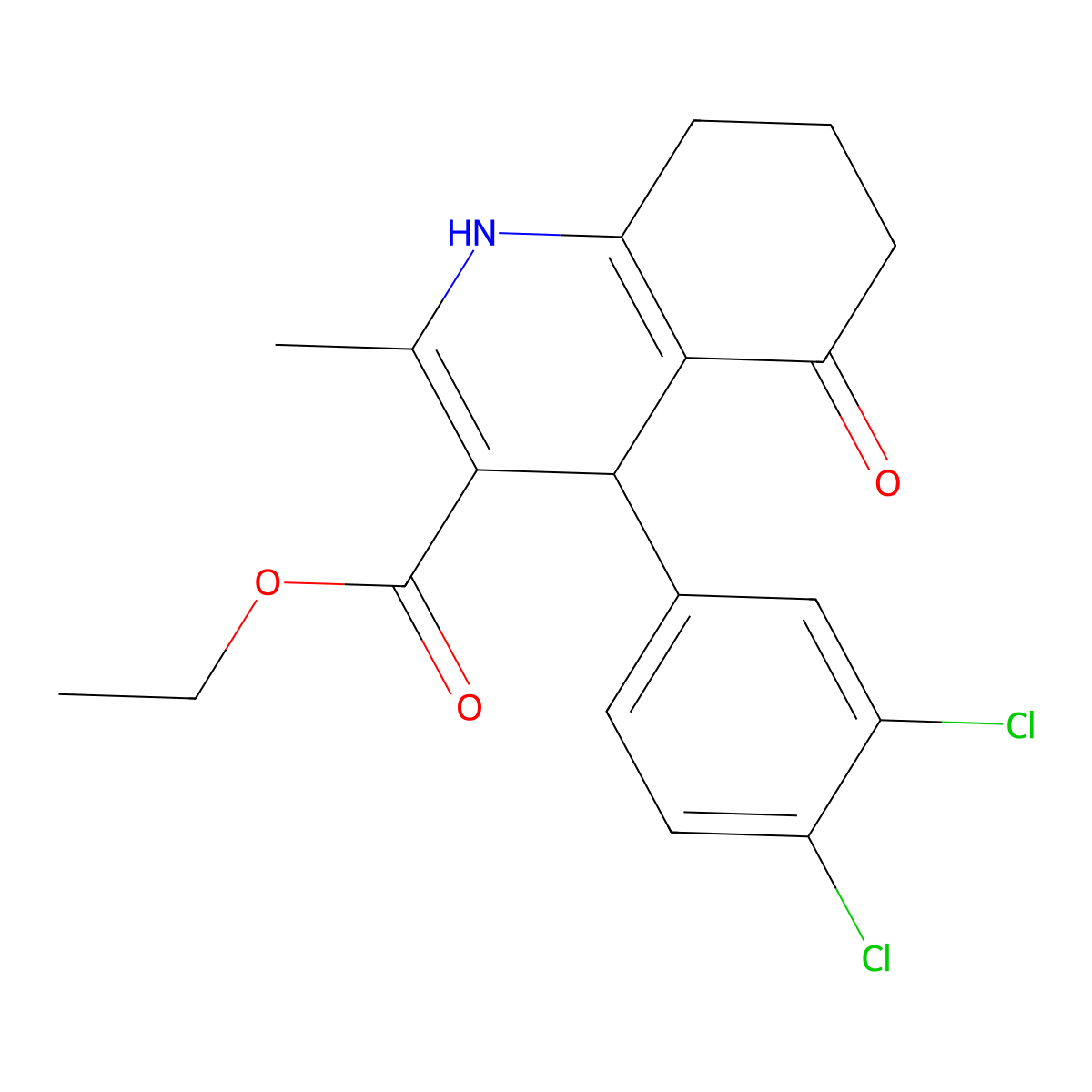 Ethyl 4-(3,4-dichlorophenyl)-2-methyl-5-oxo-1,4,5,6,7,8-hexahydroquinoline-3-carboxylate molecular structure, CAS 5478-25-1
