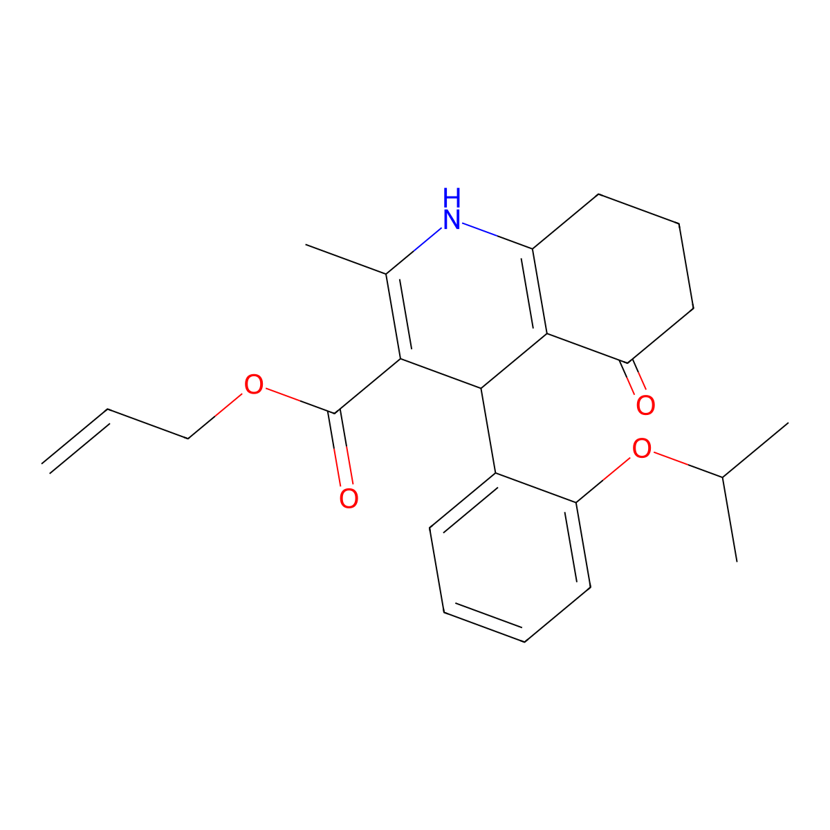 Prop-2-en-1-yl 2-methyl-5-oxo-4-[2-(propan-2-yloxy)phenyl]-1,4,5,6,7,8-hexahydroquinoline-3-carboxylate molecular structure, CAS 5478-84-2