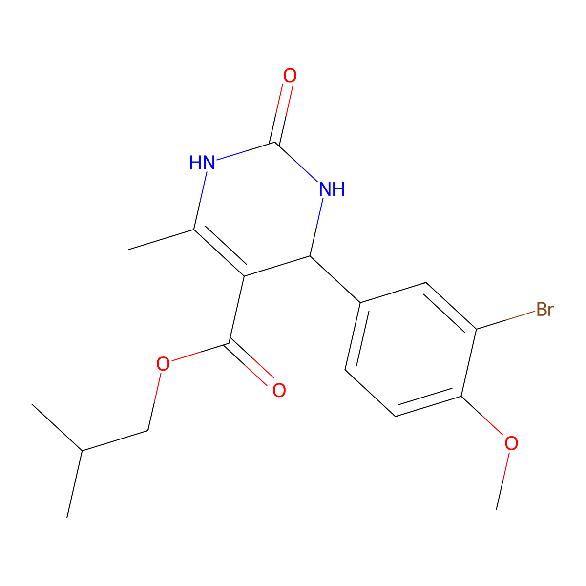 2-Methylpropyl 4-(3-bromo-4-methoxyphenyl)-6-methyl-2-oxo-1,2,3,4-tetrahydropyrimidine-5-carboxylate molecular structure, CAS 5478-85-3