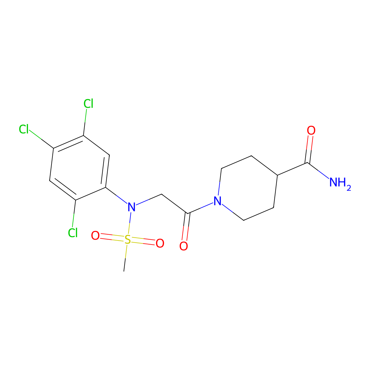 1-[2-(2,4,5-trichloro-N-methylsulfonylanilino)acetyl]piperidine-4-carboxamide molecular structure, CAS 5478-89-7