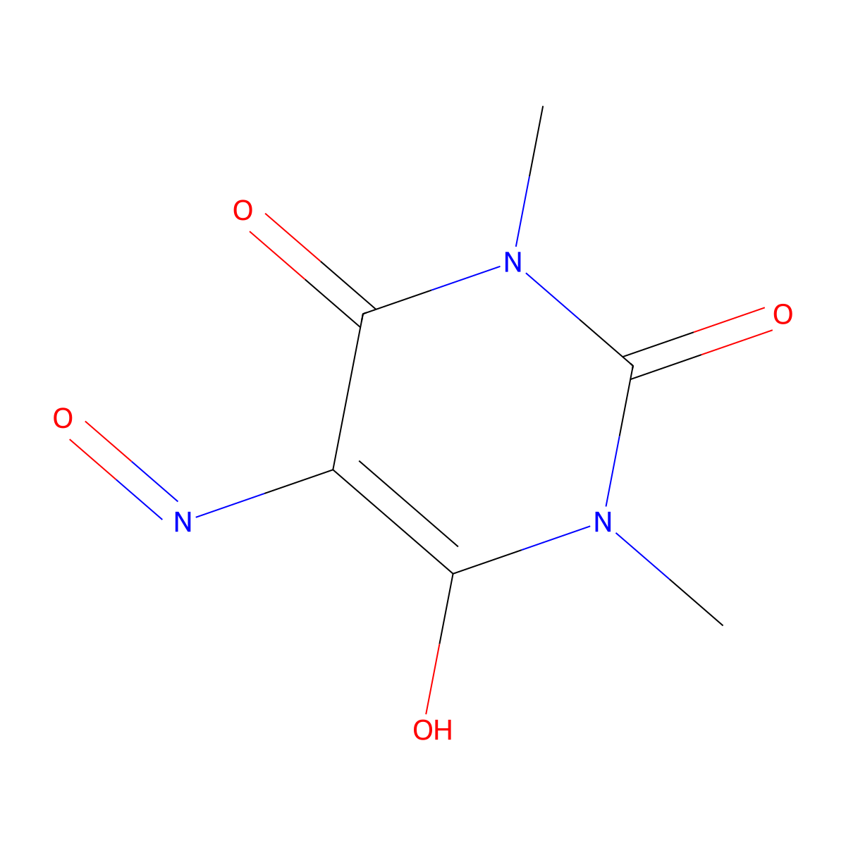6-Hydroxy-1,3-dimethyl-5-nitrosopyrimidine-2,4(1H,3H)-dione molecular structure, CAS 54784-33-7