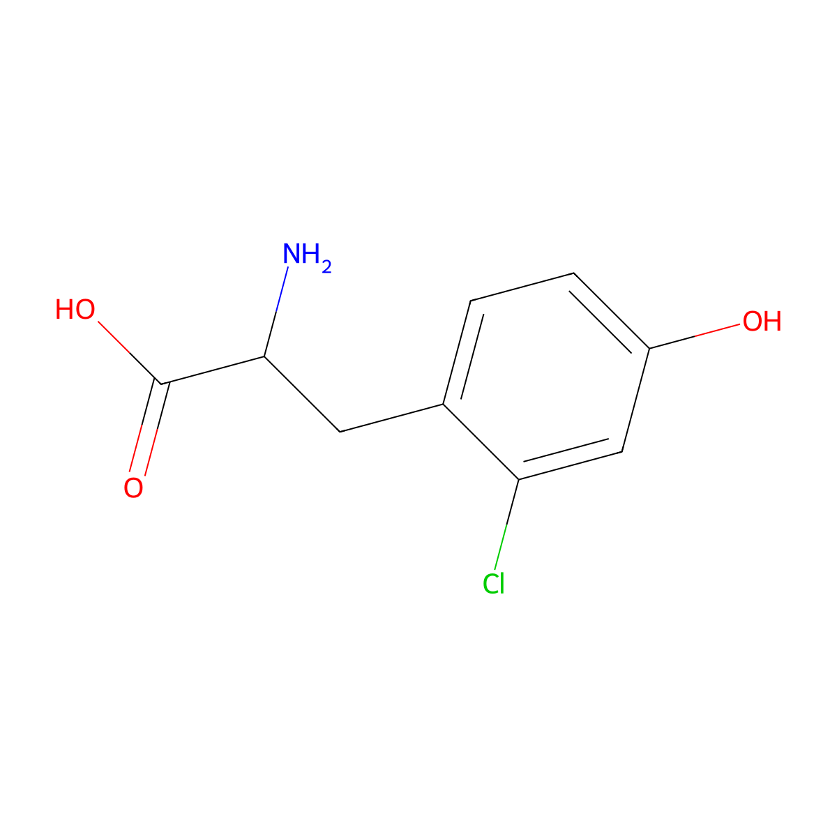2-Amino-3-(2-chloro-4-hydroxyphenyl)propanoic acid molecular structure, CAS 54788-41-9