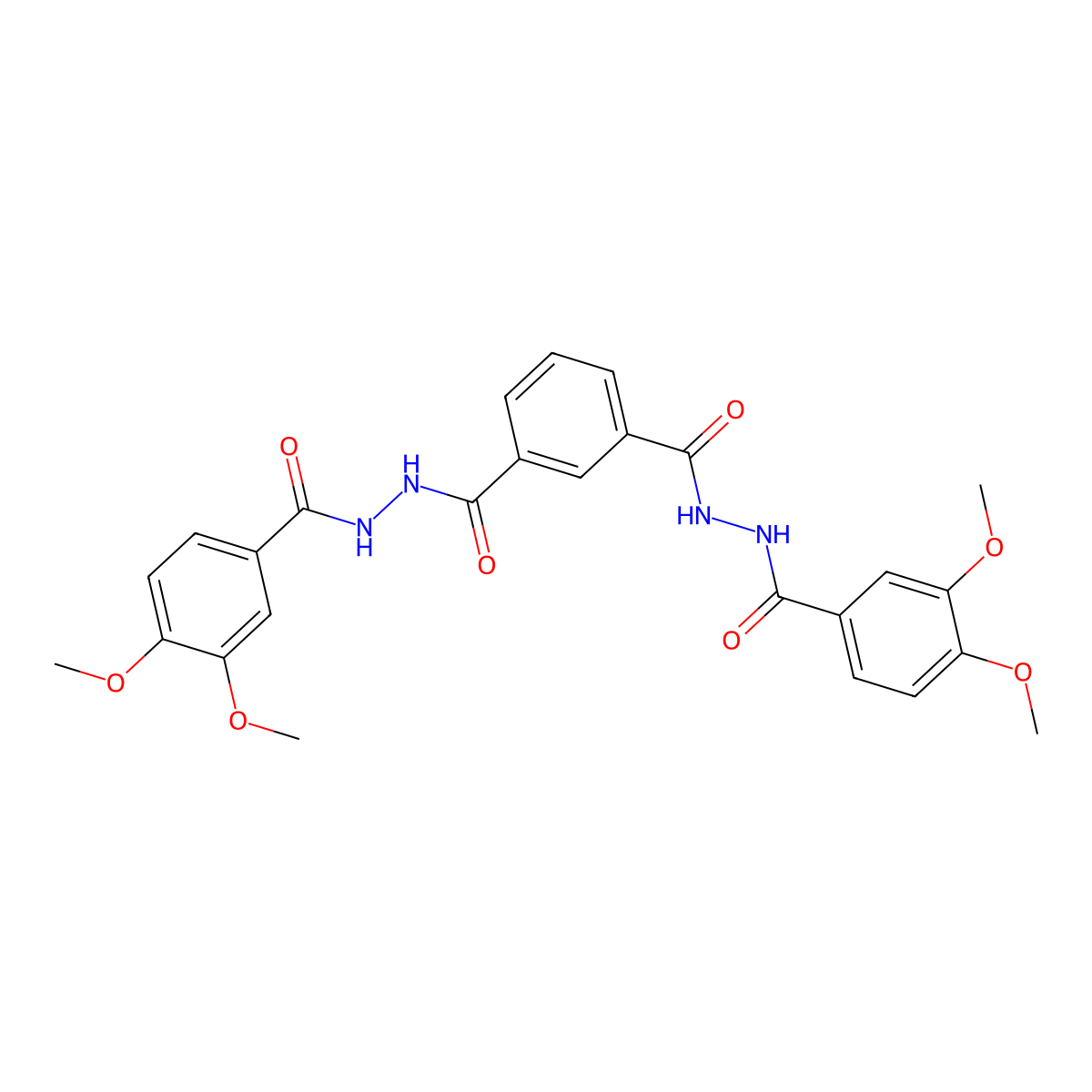 1-N',3-N'-bis(3,4-dimethoxybenzoyl)benzene-1,3-dicarbohydrazide molecular structure, CAS 5479-49-2