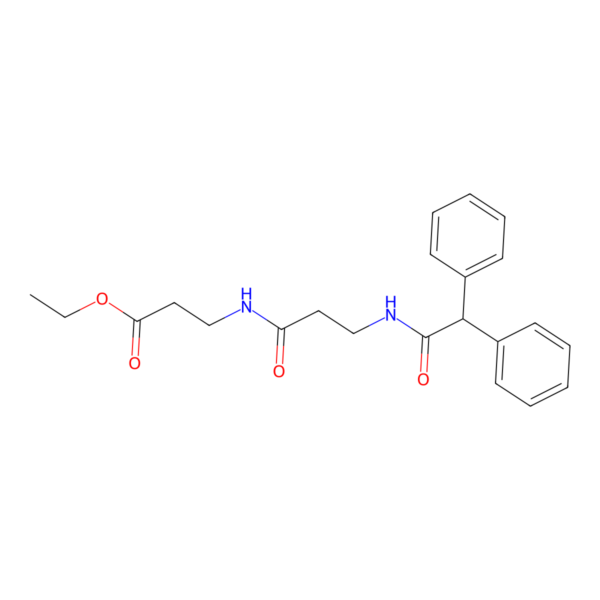 Ethyl 3-[3-[(2,2-diphenylacetyl)amino]propanoylamino]propanoate molecular structure, CAS 5479-77-6