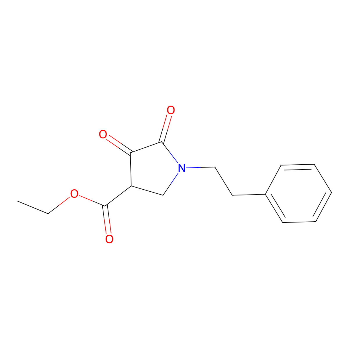 Ethyl 4,5-dioxo-1-(2-phenylethyl)pyrrolidine-3-carboxylate molecular structure, CAS 54799-37-0