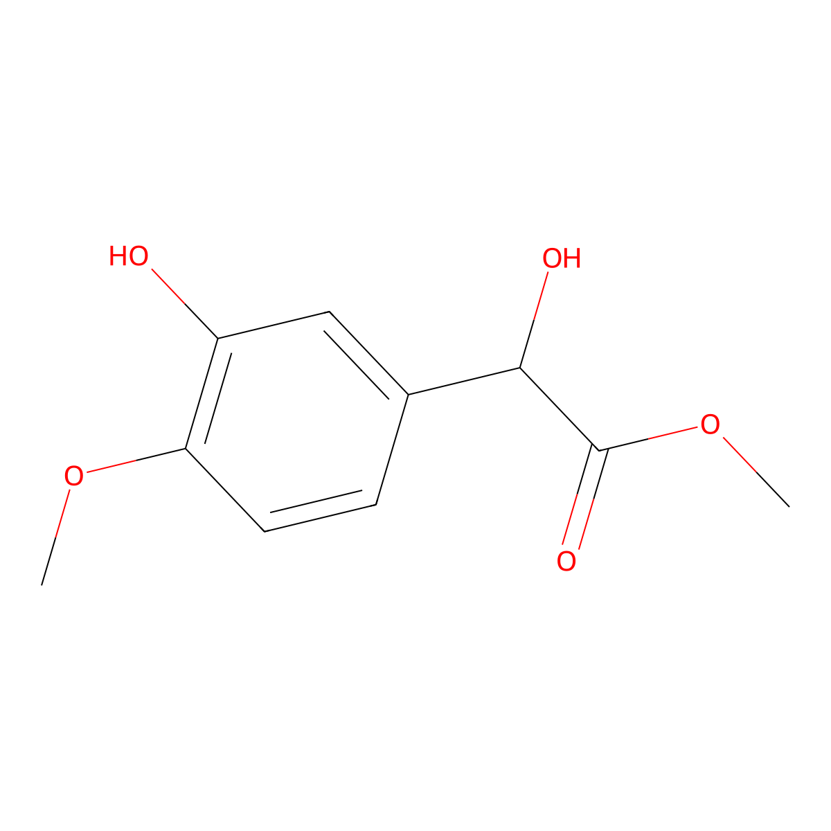 Methyl 2-hydroxy-2-(3-hydroxy-4-methoxyphenyl)acetate molecular structure, CAS 54799-94-9
