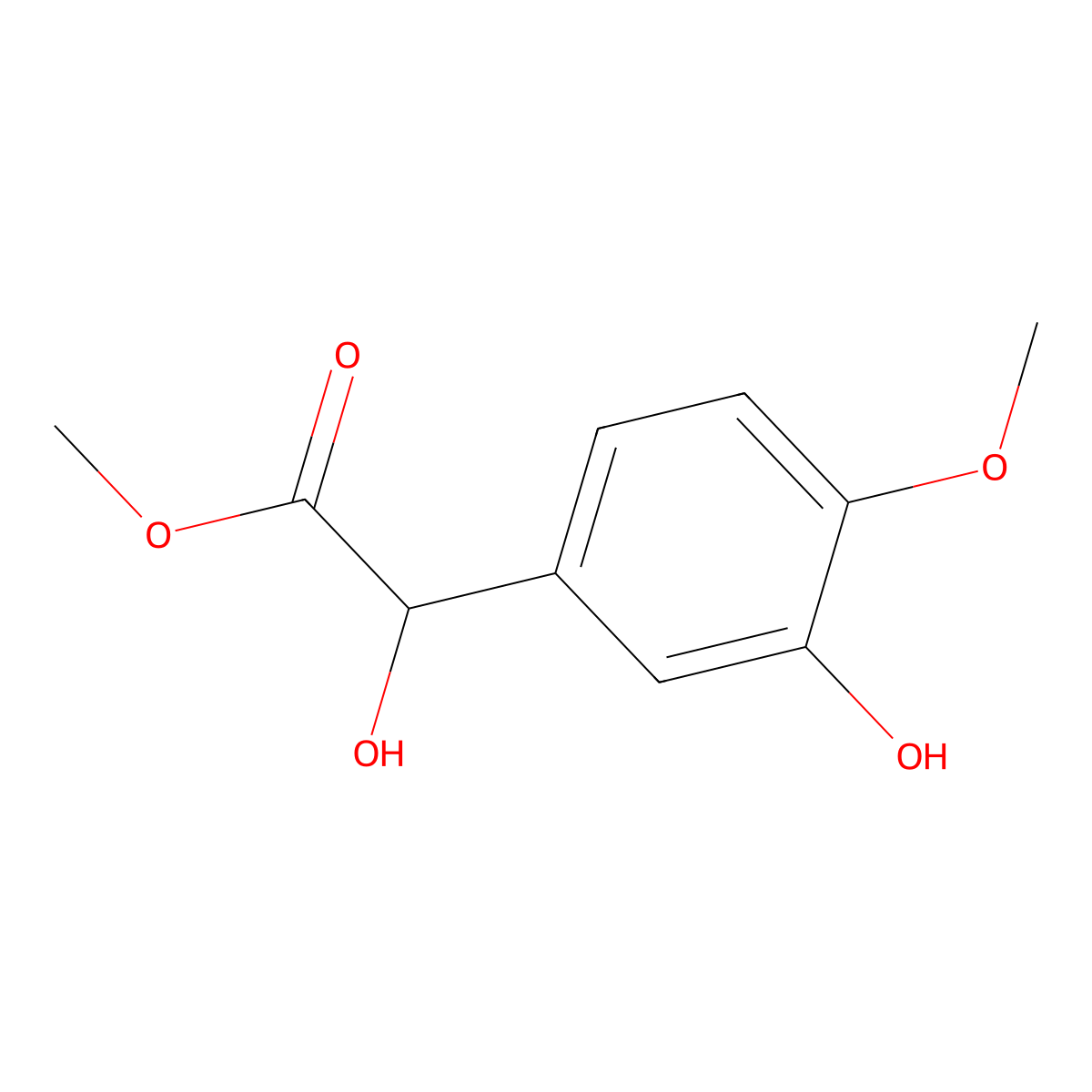 Methyl 2-hydroxy-2-(3-hydroxy-4-methoxyphenyl)acetate molecular structure, CAS 54799-94-9
