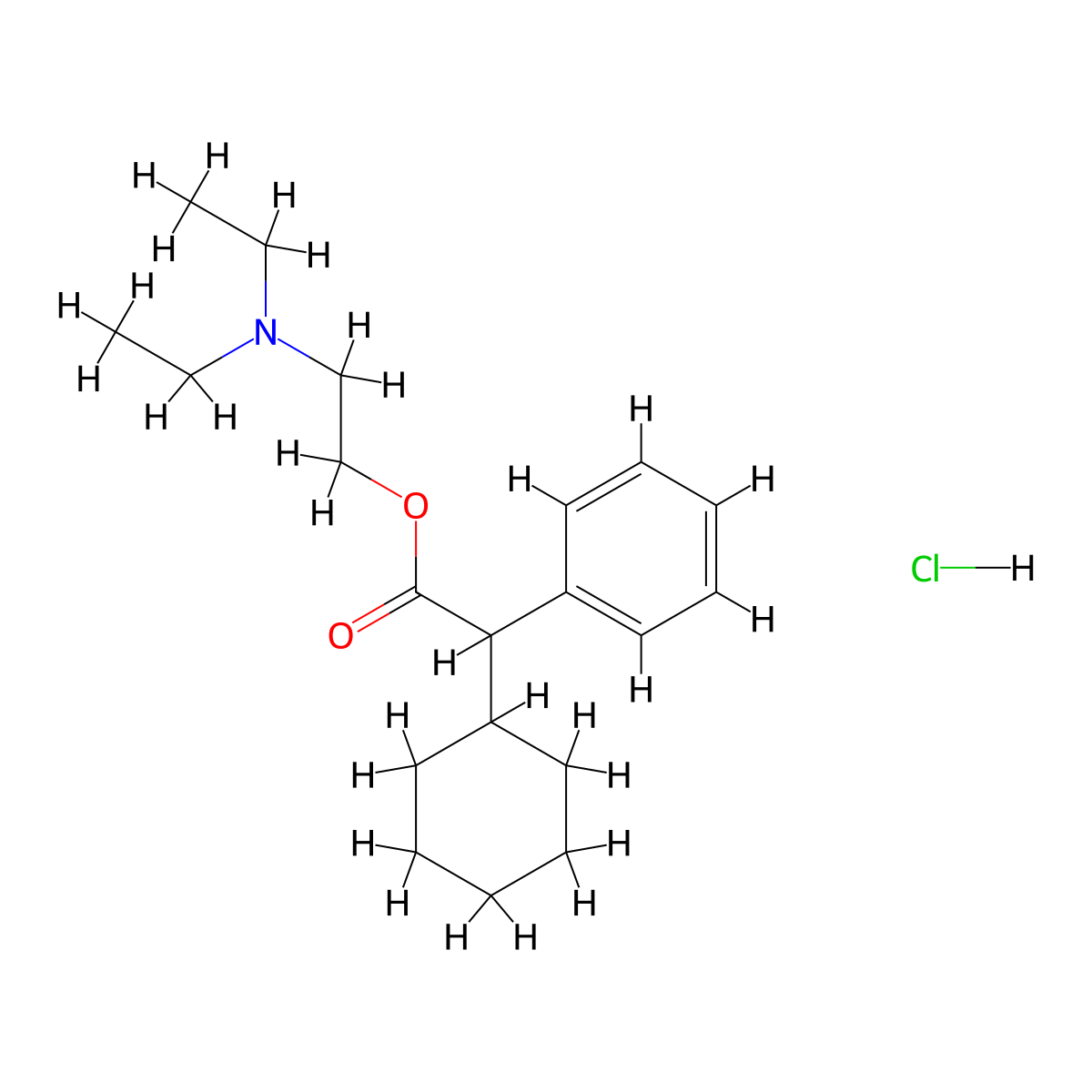 Drofenine hydrochloride molecular structure, CAS 548-66-3