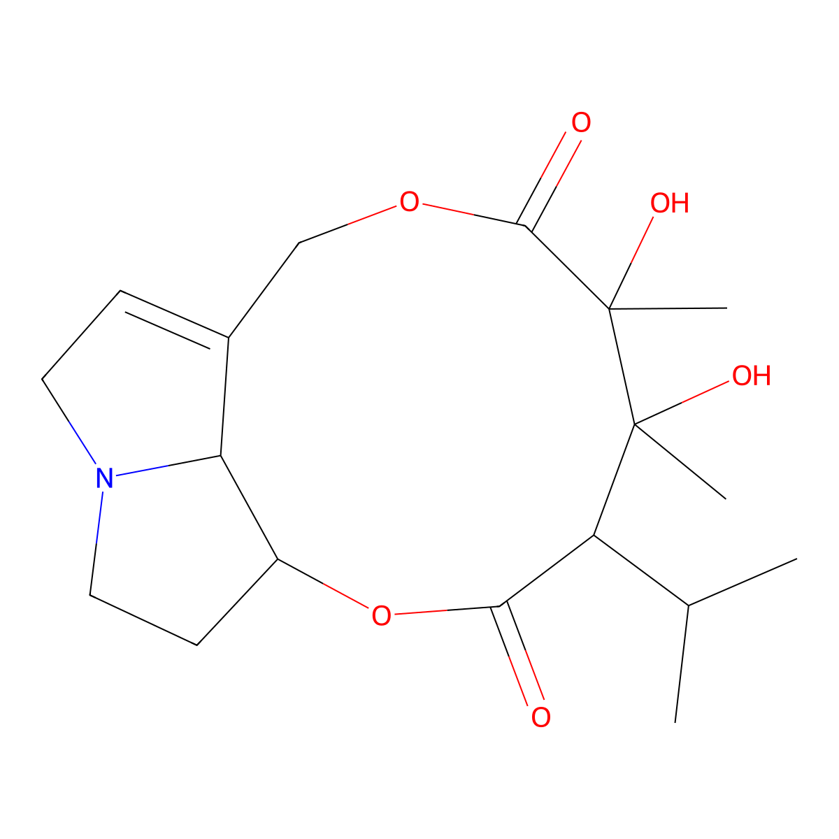 Trichodesmine molecular structure, CAS 548-90-3