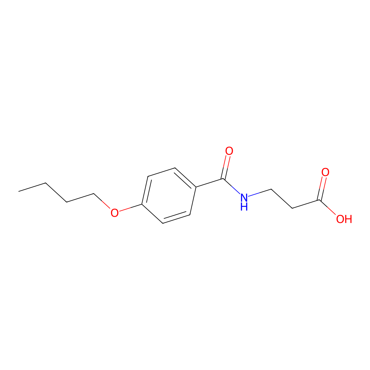 3-[(4-butoxybenzoyl)amino]propanoic Acid molecular structure, CAS 5480-91-1