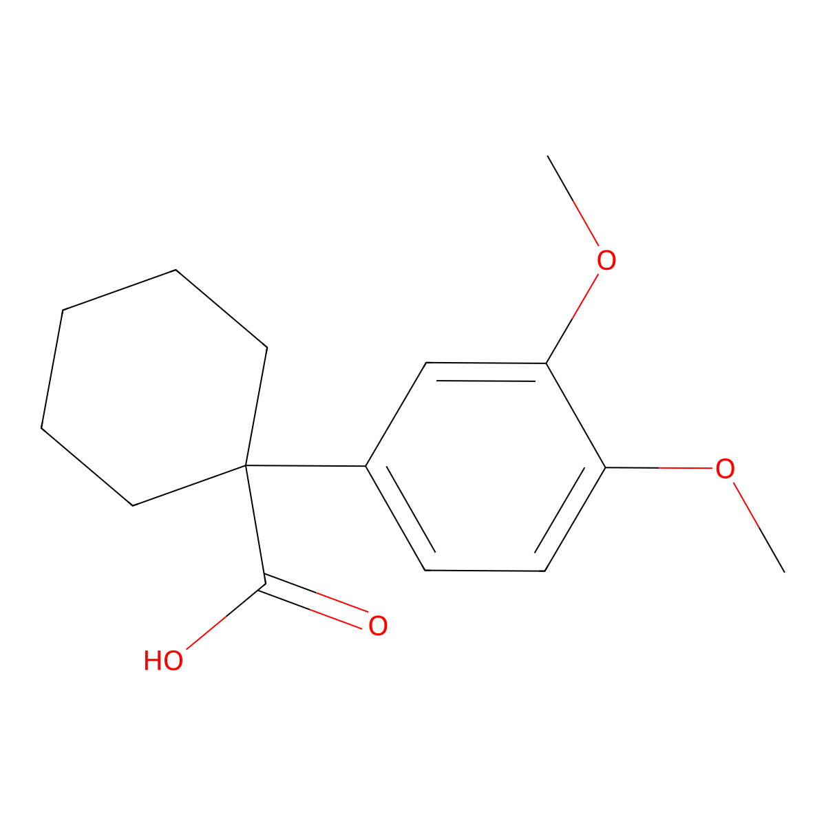1-(3,4-Dimethoxyphenyl)cyclohexane-1-carboxylic acid molecular structure, CAS 54802-31-2