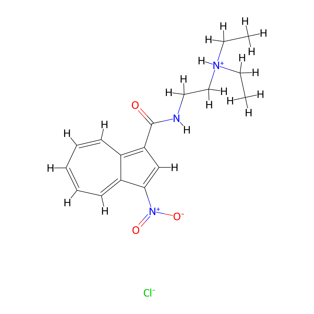 1-Azulenecarboxamide, N-(2-(diethylamino)ethyl)-3-nitro-, hydrochloride molecular structure, CAS 54805-30-0