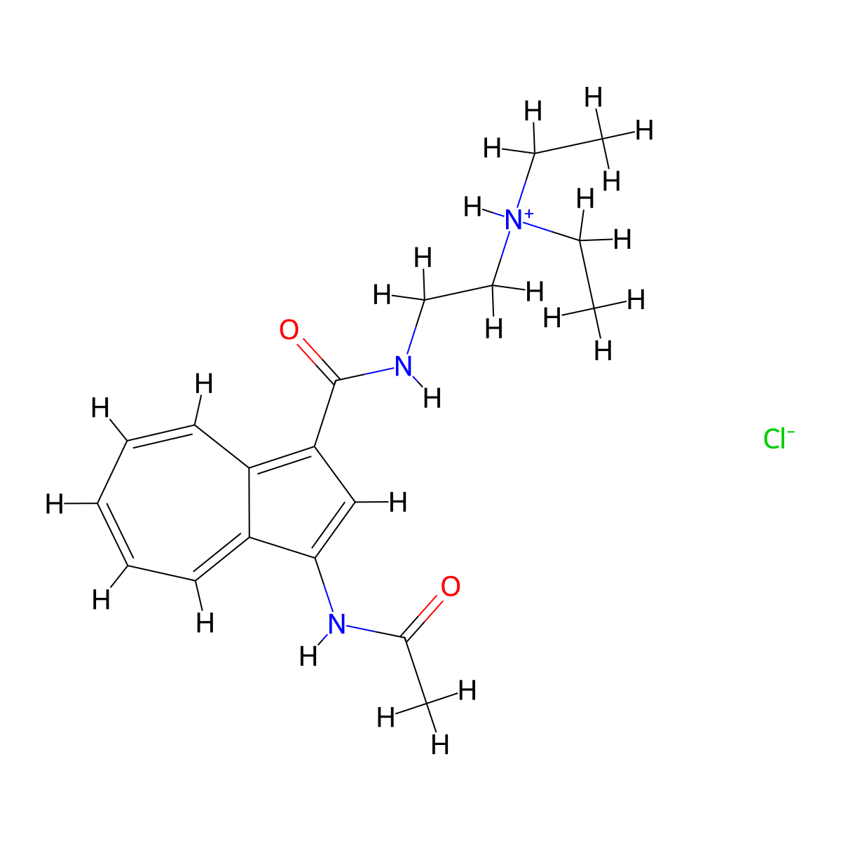 1-Azulenecarboxamide, 3-acetamido-N-(2-(diethylamino)ethyl)-, hydrochloride molecular structure, CAS 54805-31-1