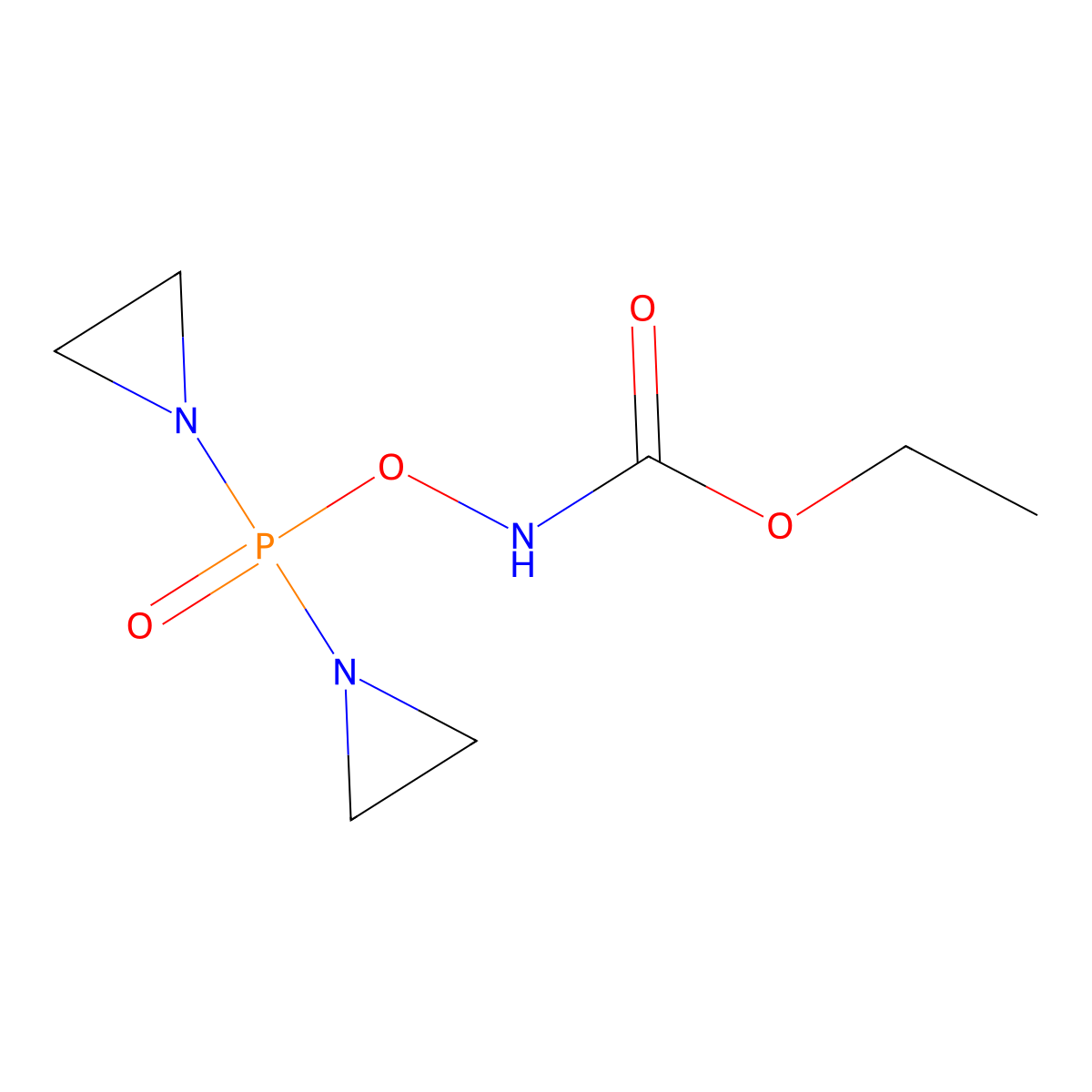 Carbamic acid, ((bis(1-aziridinyl)phosphinyl)oxy)-, ethyl ester molecular structure, CAS 54805-64-0