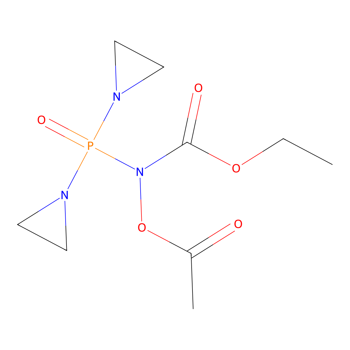 Carbamic acid, acetoxy(bis(1-aziridinyl)phosphinyl)-, ethyl ester molecular structure, CAS 54805-65-1