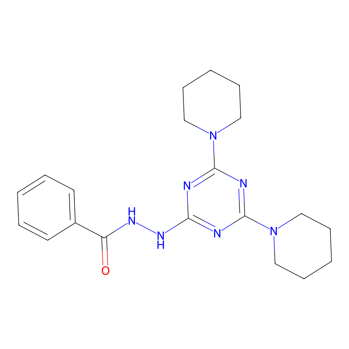 n'-[4,6-Di(piperidin-1-yl)-1,3,5-triazin-2-yl]benzohydrazide molecular structure, CAS 54807-21-5