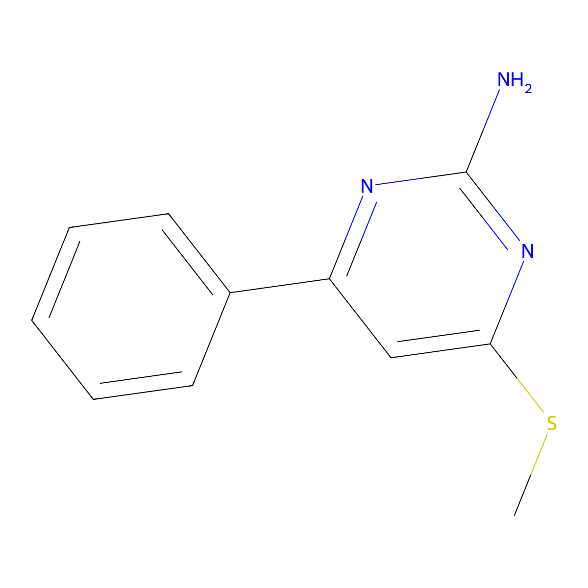 4-(Methylsulfanyl)-6-phenyl-2-pyrimidinylamine molecular structure, CAS 54807-44-2