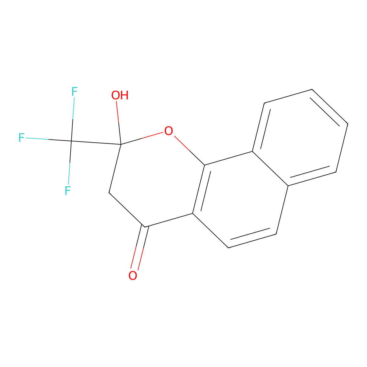 2-hydroxy-2-(trifluoromethyl)-2,3-dihydro-4H-benzo[h]chromen-4-one molecular structure, CAS 5481-53-8