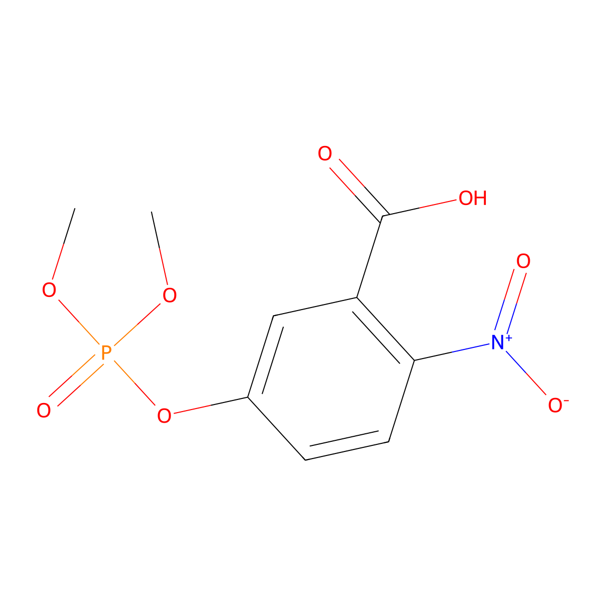 Benzoic acid, 5-((dimethoxyphosphinyl)oxy)-2-nitro- molecular structure, CAS 54812-32-7