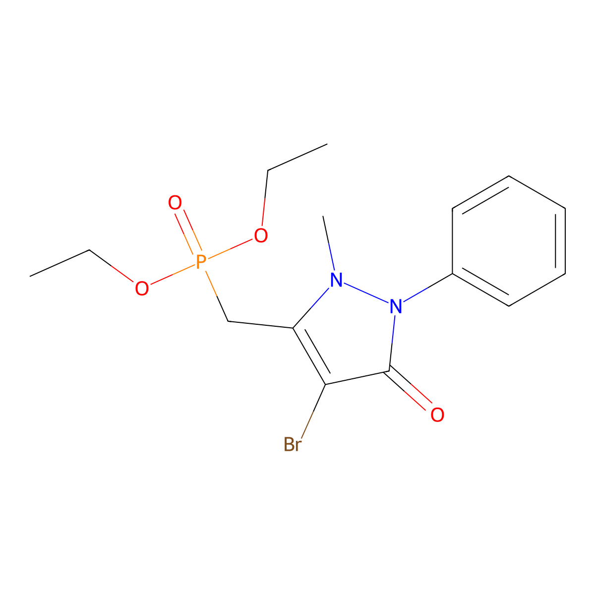 4-Bromo-5-(diethoxyphosphorylmethyl)-1-methyl-2-phenylpyrazol-3-one molecular structure, CAS 54813-89-7