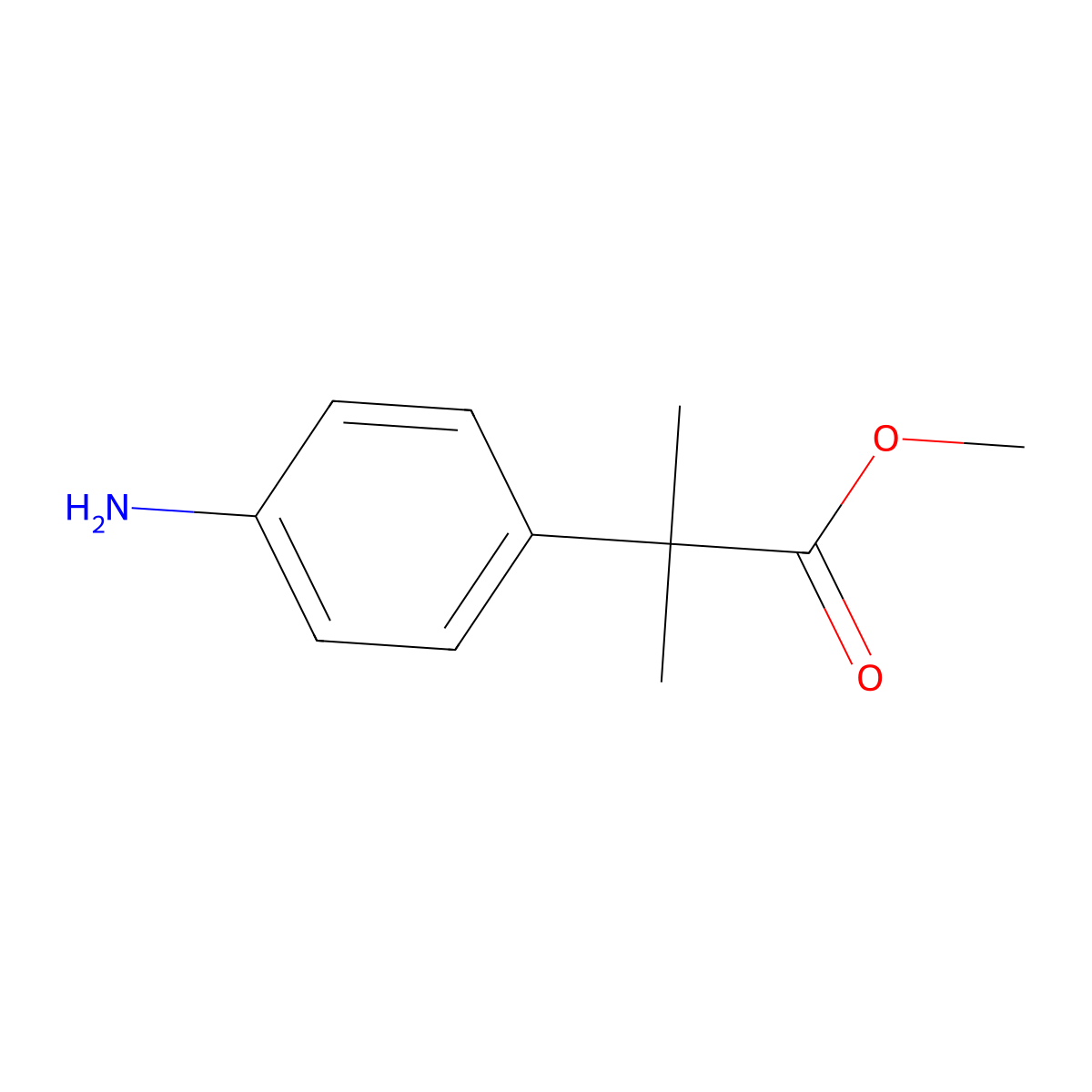 Methyl 2-(4-aminophenyl)-2-methylpropanoate molecular structure, CAS 54815-23-5