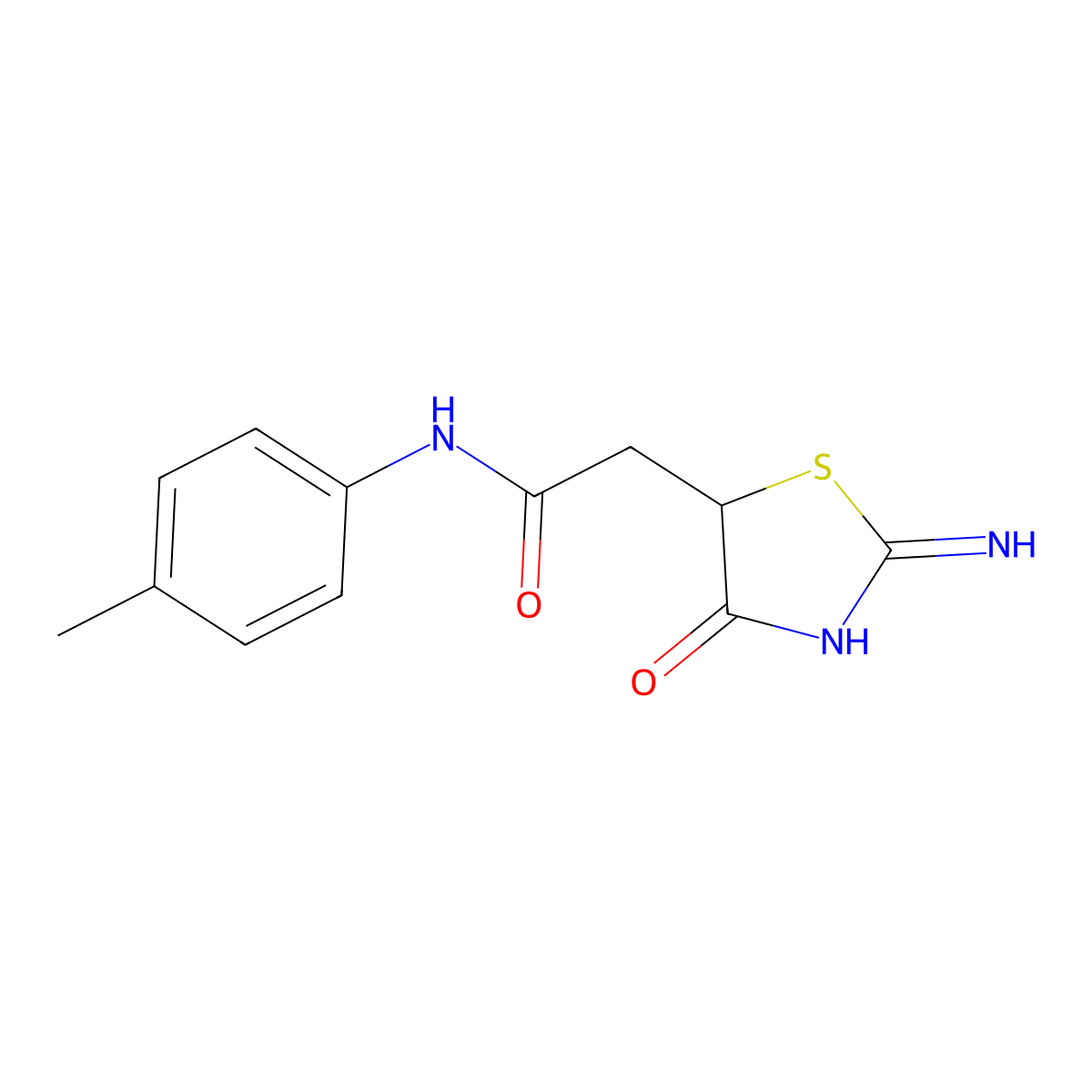 2-(2-imino-4-oxo-1,3-thiazolidin-5-yl)-N-(4-methylphenyl)acetamide molecular structure, CAS 54819-65-7