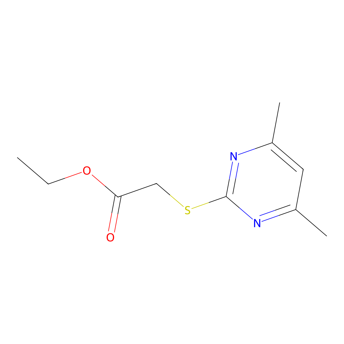(4,6-Dimethylpyrimidin-2-ylsulfanyl)acetic acid ethyl ester molecular structure, CAS 54820-01-8