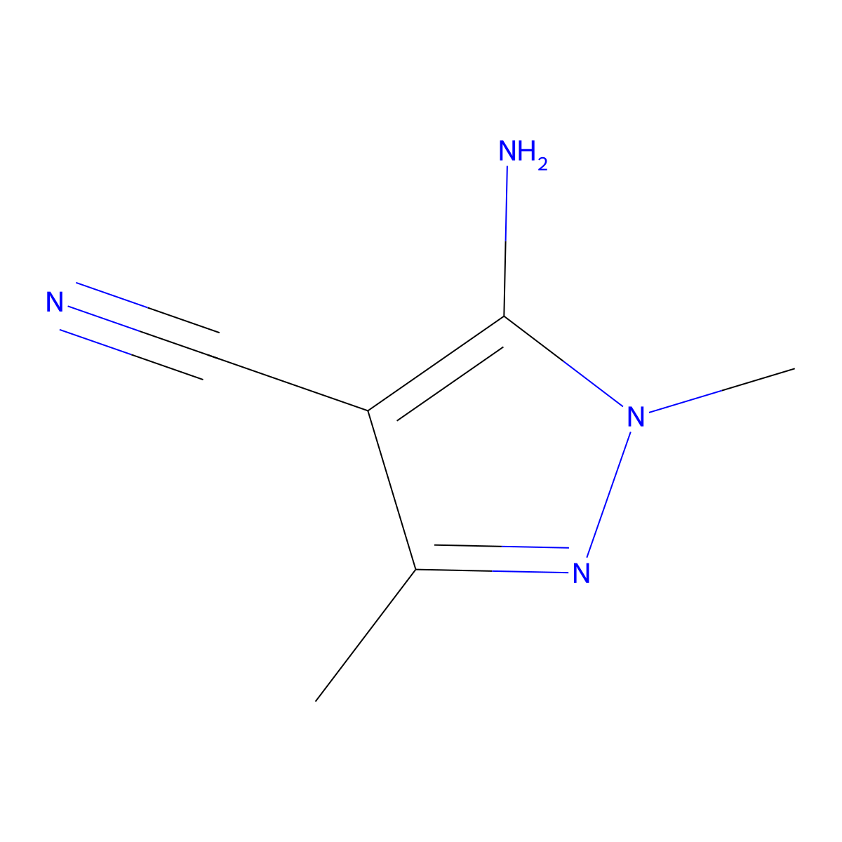 5-amino-1,3-dimethyl-1H-pyrazole-4-carbonitrile molecular structure, CAS 54820-92-7