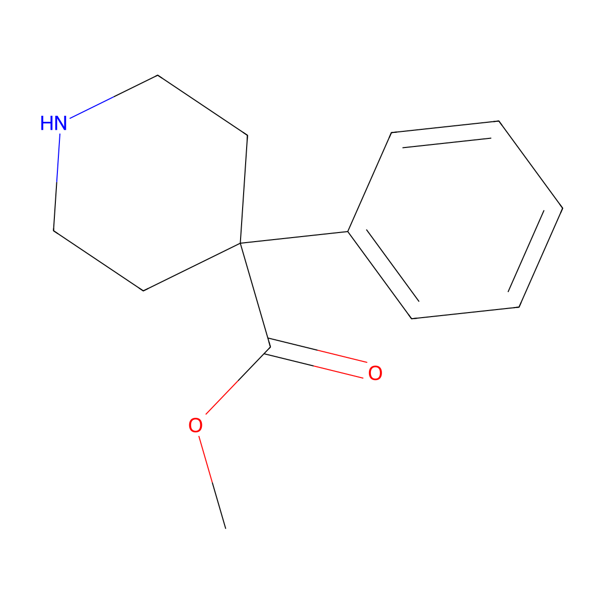 Methyl 4-phenylpiperidine-4-carboxylate molecular structure, CAS 54824-07-6