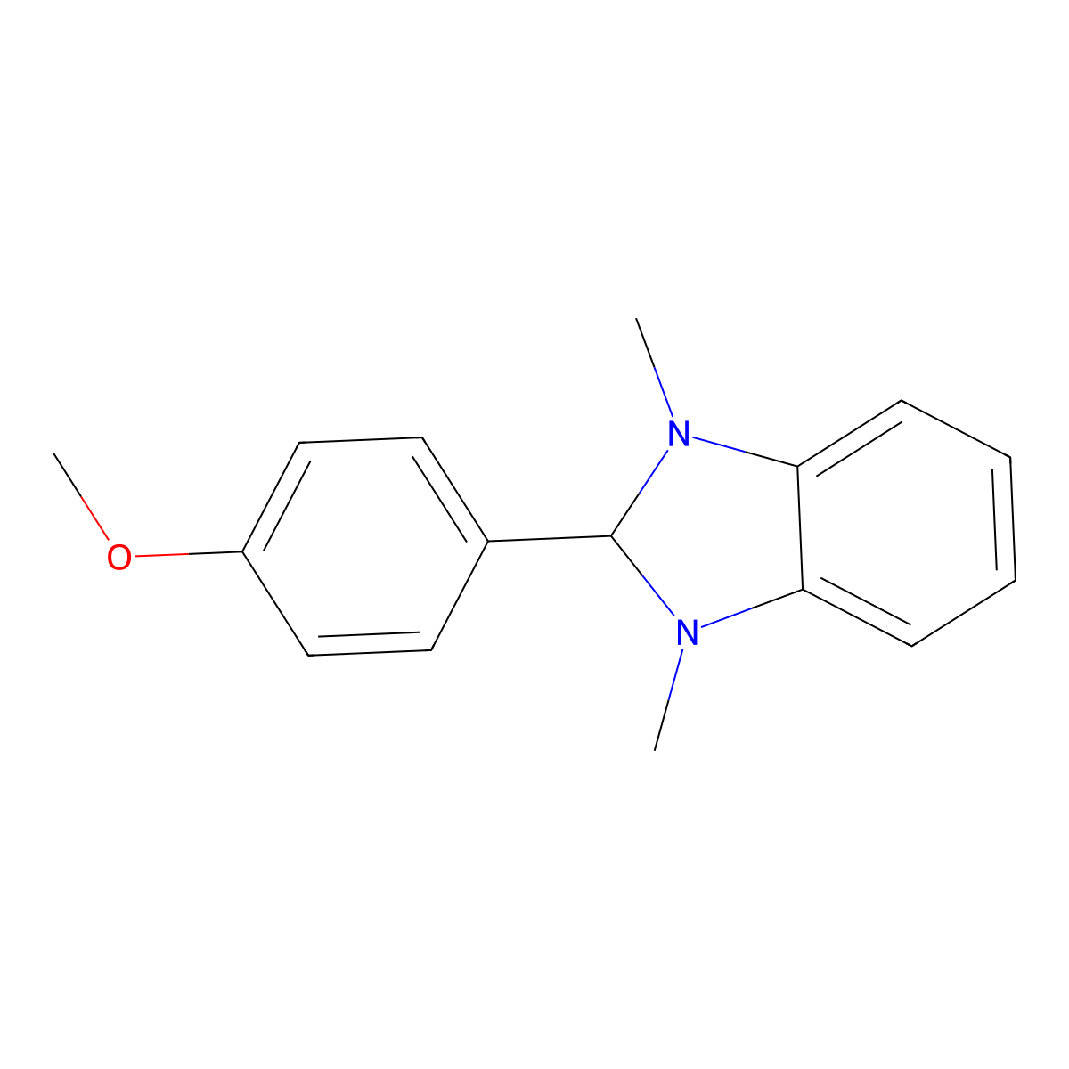 1H-Benzimidazole, 2,3-dihydro-2-(4-methoxyphenyl)-1,3-dimethyl- molecular structure, CAS 54825-26-2