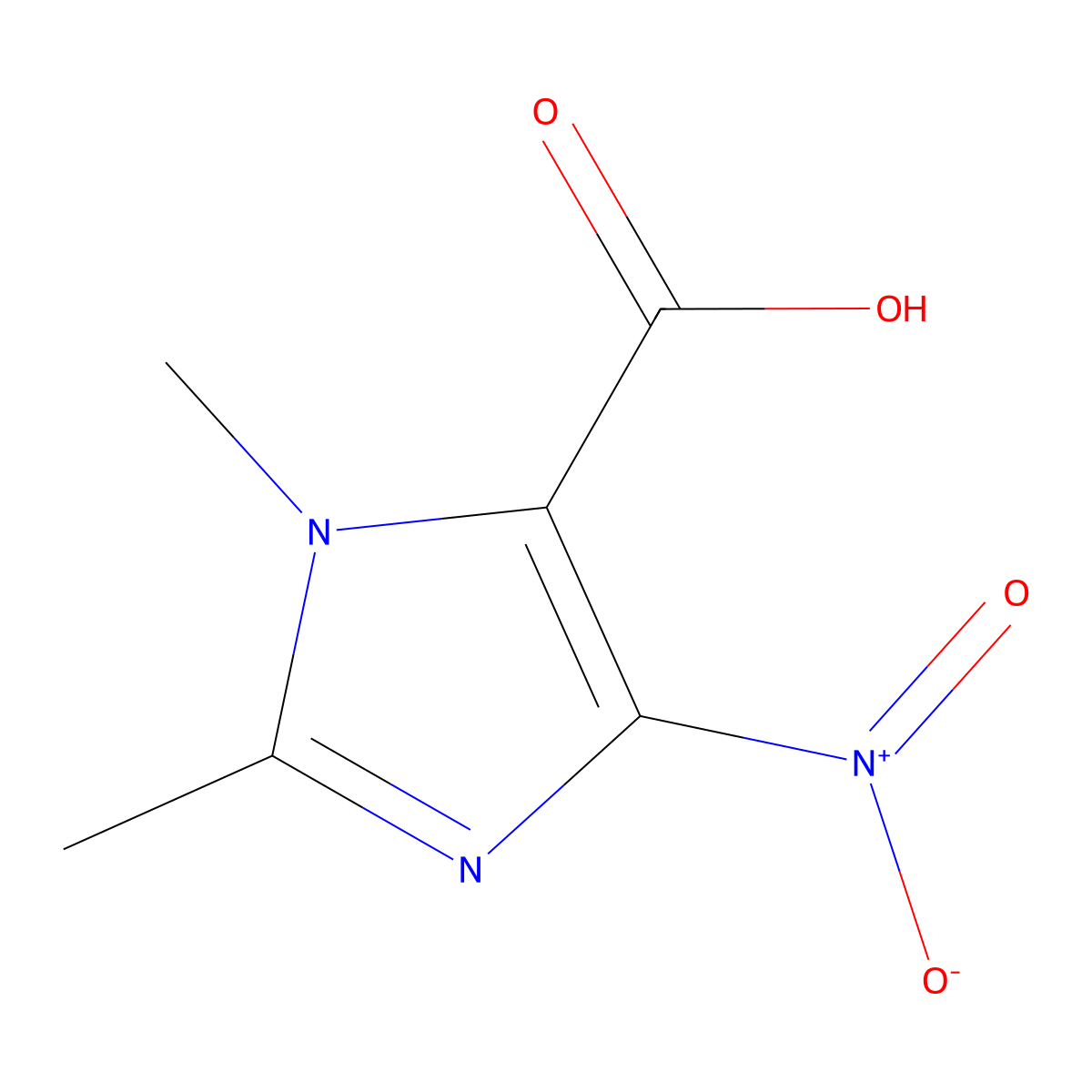 1,2-Dimethyl-4-nitro-1H-imidazole-5-carboxylic acid molecular structure, CAS 54828-06-7