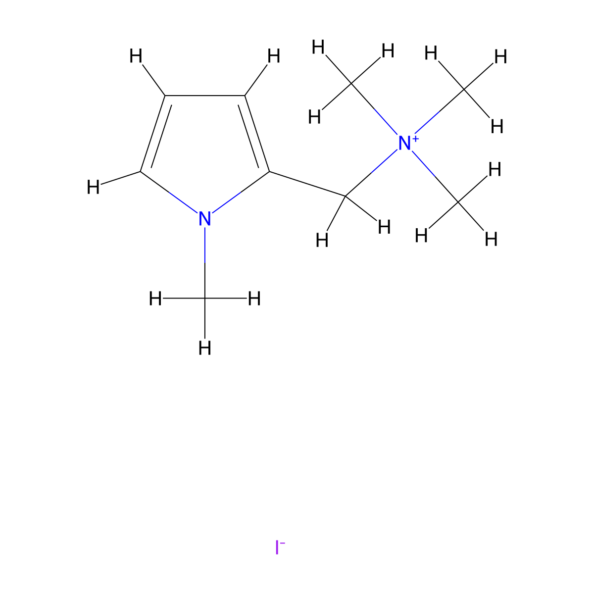 N,N,N-Trimethyl(1-methyl-1H-pyrrol-2-yl)methanaminium iodide molecular structure, CAS 54828-80-7