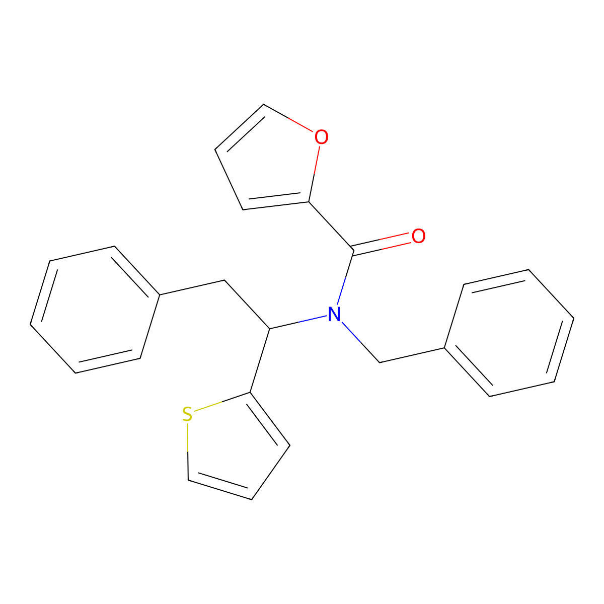 N-benzyl-N-(2-phenyl-1-thiophen-2-ylethyl)furan-2-carboxamide molecular structure, CAS 5484-40-2