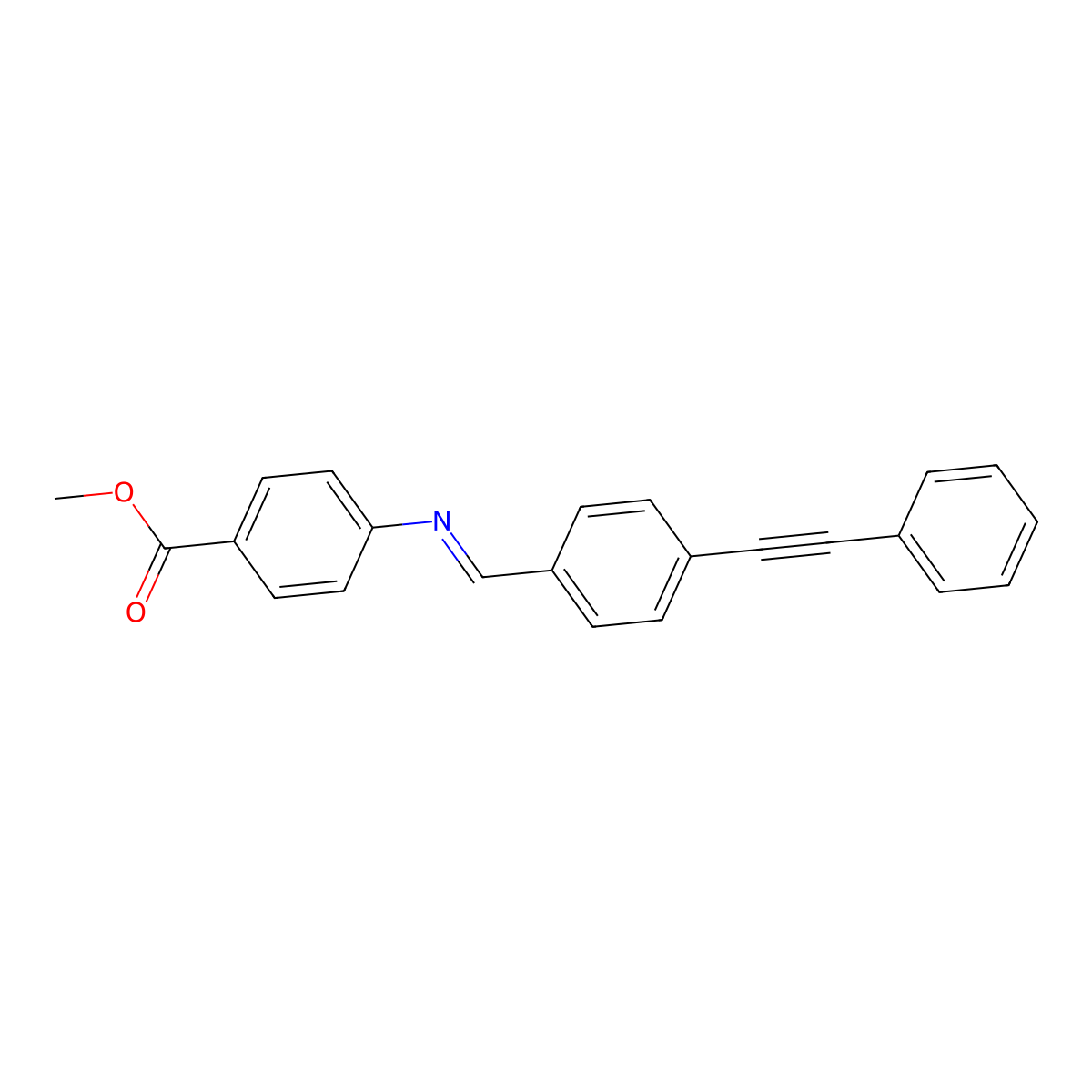 Methyl 4-[[4-(2-phenylethynyl)phenyl]methylideneamino]benzoate molecular structure, CAS 5484-58-2