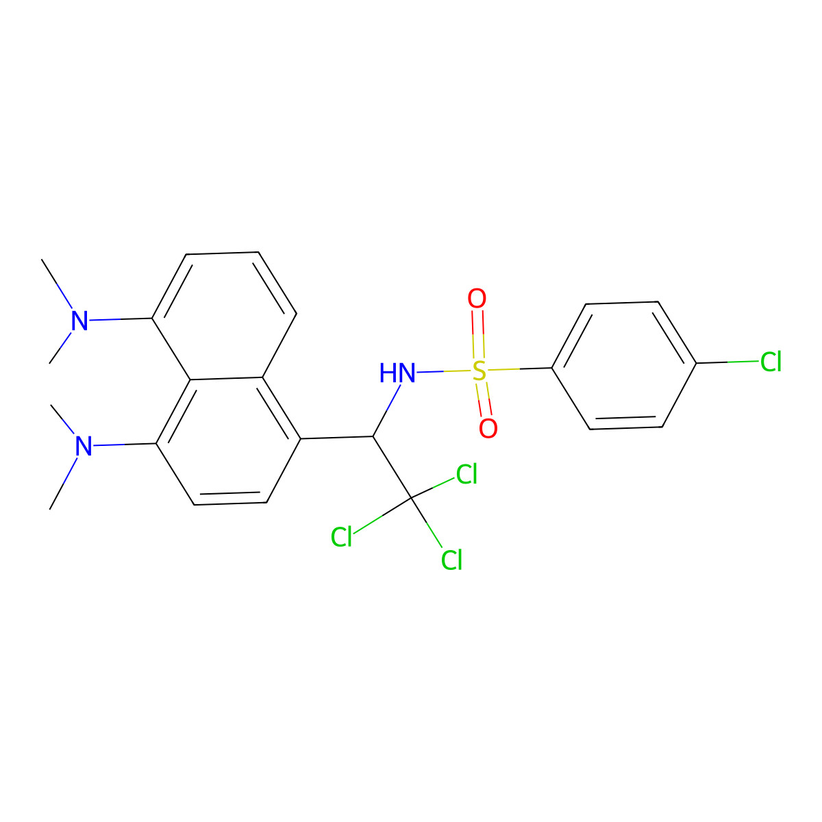 N-[1-[4,5-bis(dimethylamino)naphthalen-1-yl]-2,2,2-trichloroethyl]-4-chlorobenzenesulfonamide molecular structure, CAS 5484-60-6