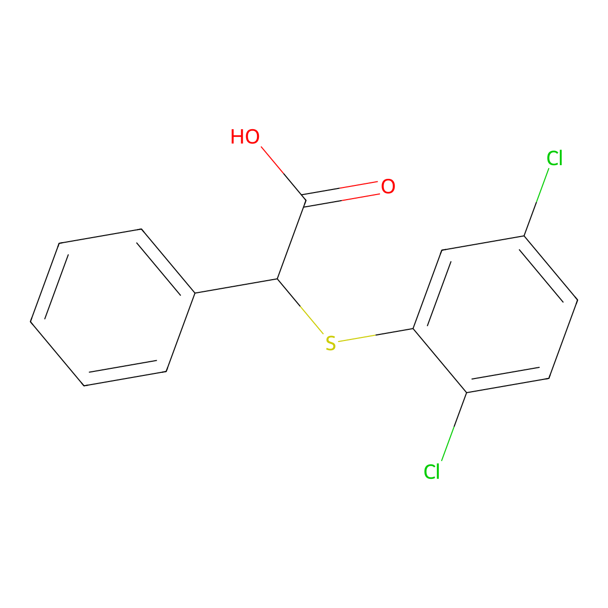 2-[(2,5-Dichlorophenyl)sulfanyl]-2-phenylacetic acid molecular structure, CAS 54842-65-8