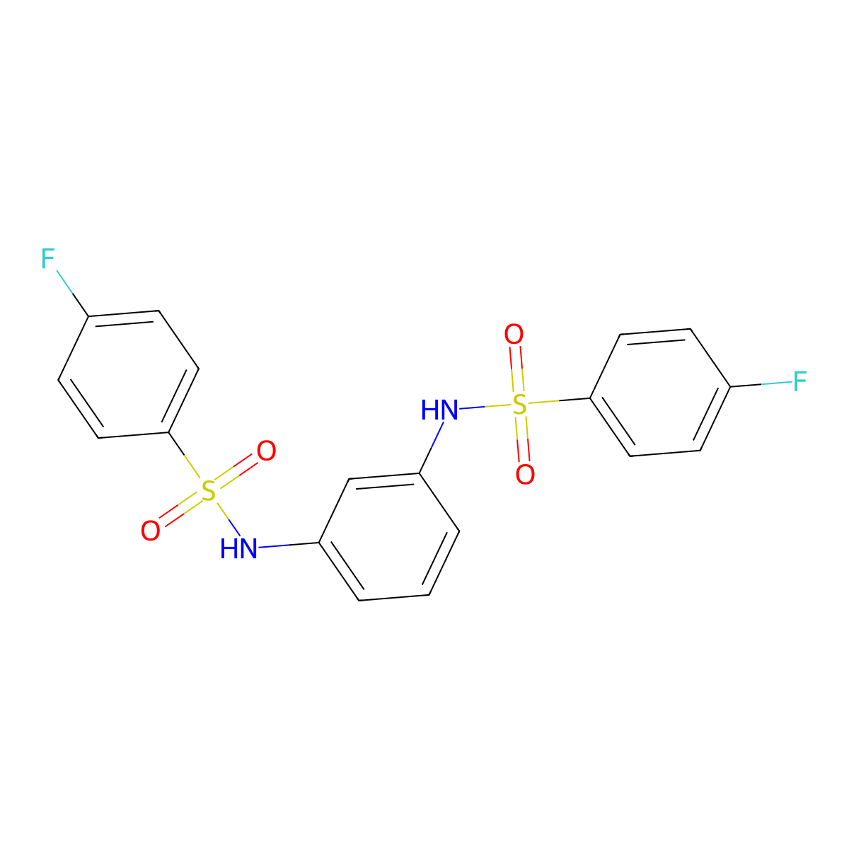 4-fluoro-N-[3-[(4-fluorophenyl)sulfonylamino]phenyl]benzenesulfonamide molecular structure, CAS 548433-58-5