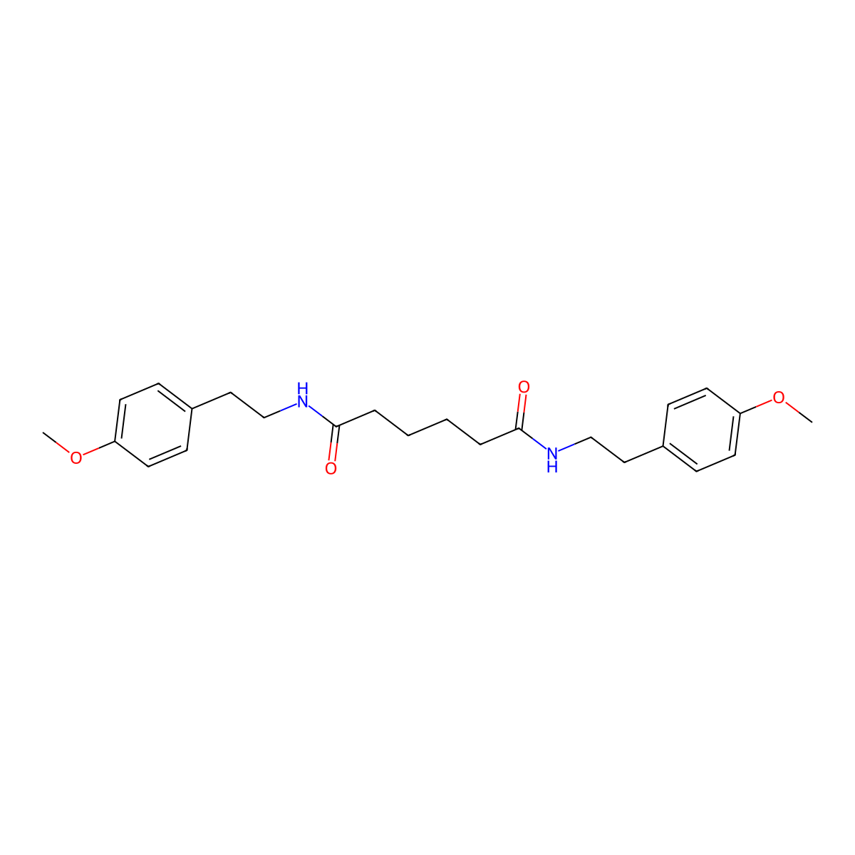 N(1),N(6)-Bis(2-(4-methoxyphenyl)ethyl)hexanediamide molecular structure, CAS 548434-41-9