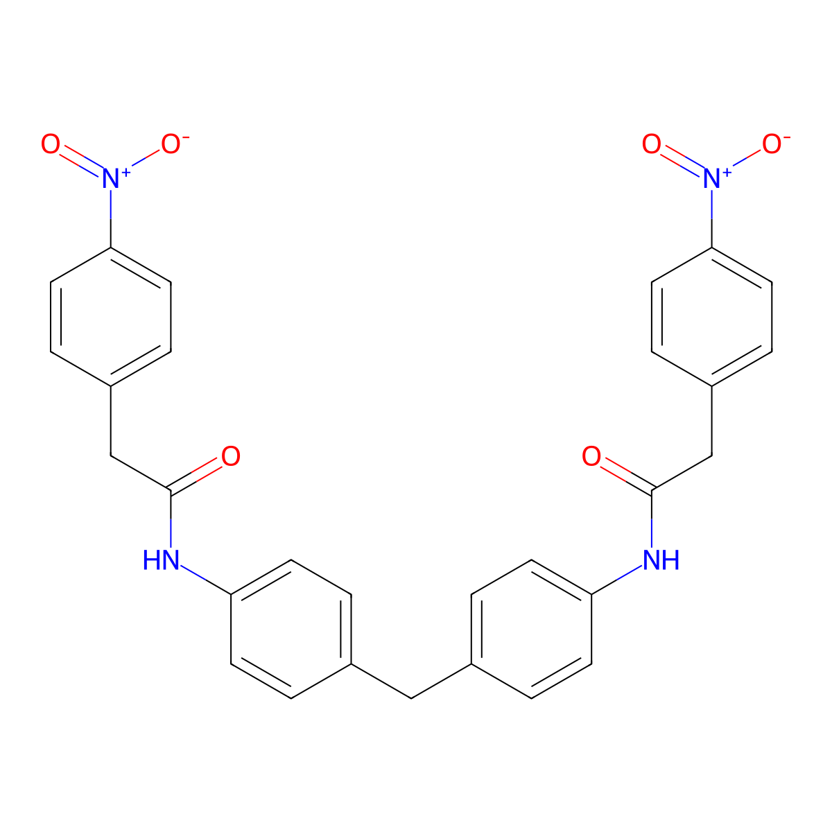 2-(4-nitrophenyl)-N-[4-[[4-[[2-(4-nitrophenyl)acetyl]amino]phenyl]methyl]phenyl]acetamide molecular structure, CAS 548434-52-2