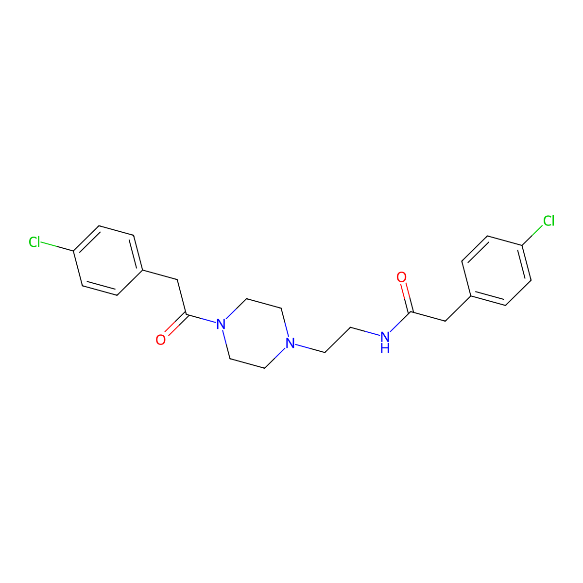 2-(4-chlorophenyl)-N-(2-{4-[2-(4-chlorophenyl)acetyl]piperazino}ethyl)acetamide molecular structure, CAS 548438-13-7