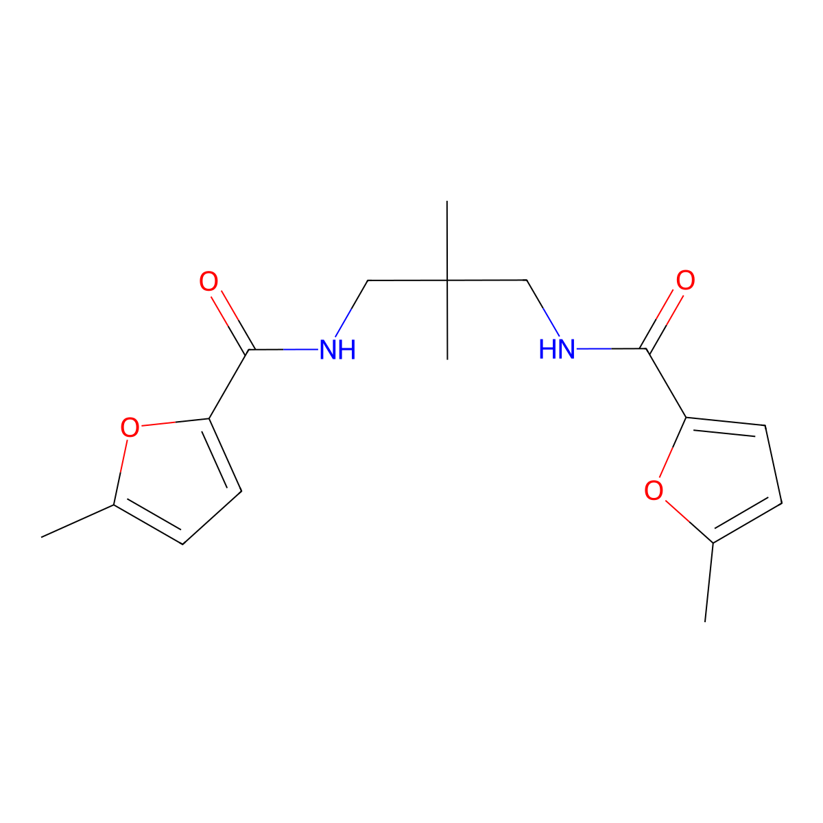 N-[2,2-dimethyl-3-[(5-methylfuran-2-carbonyl)amino]propyl]-5-methylfuran-2-carboxamide molecular structure, CAS 548439-85-6