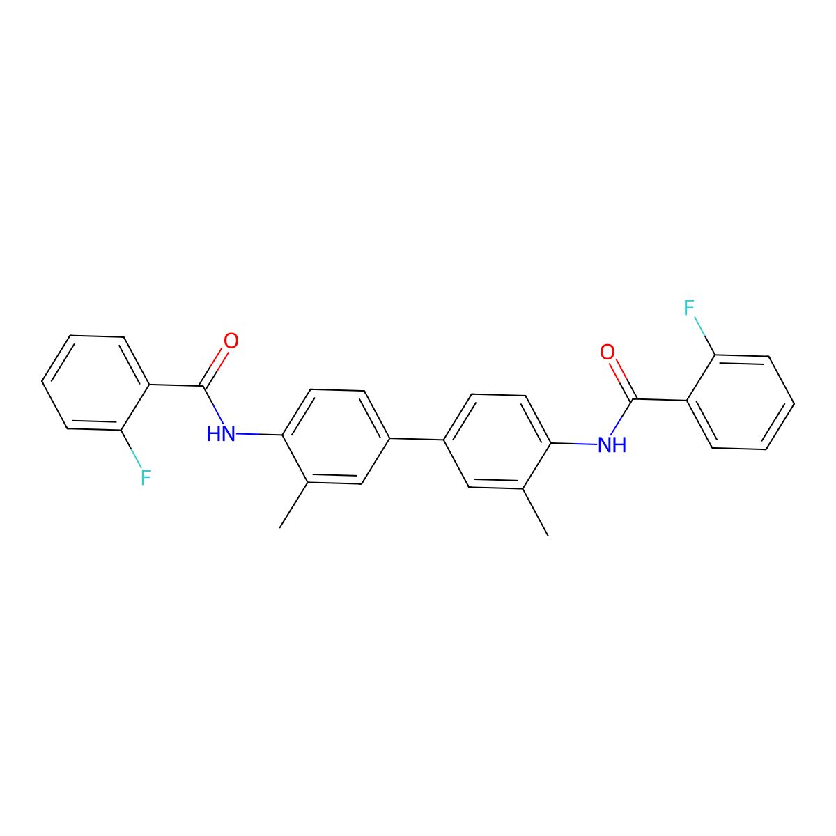 2-fluoro-N-[4-[4-[(2-fluorobenzoyl)amino]-3-methylphenyl]-2-methylphenyl]benzamide molecular structure, CAS 548440-04-6