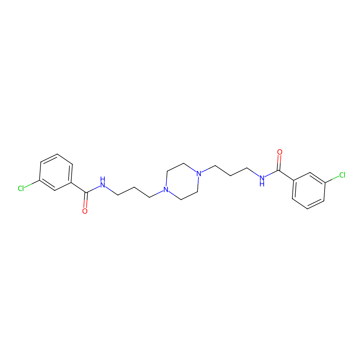 3-chloro-N-[3-(4-{3-[(3-chlorobenzoyl)amino]propyl}-1-piperazinyl)propyl]benzamide molecular structure, CAS 548440-15-9