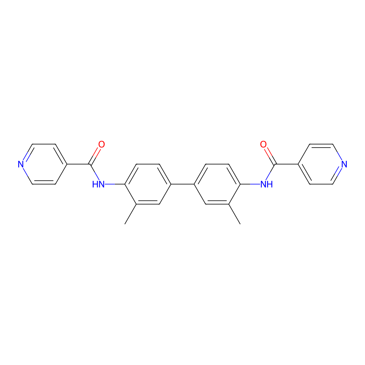 N-[2-methyl-4-[3-methyl-4-(pyridine-4-carbonylamino)phenyl]phenyl]pyridine-4-carboxamide molecular structure, CAS 548440-97-7