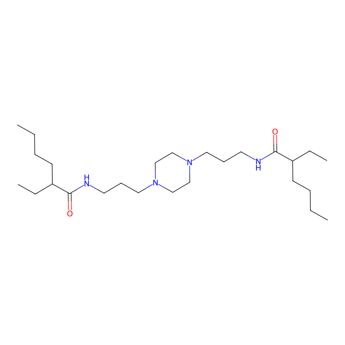 2-ethyl-N-[3-[4-[3-(2-ethylhexanoylamino)propyl]piperazin-1-yl]propyl]hexanamide molecular structure, CAS 548441-40-3