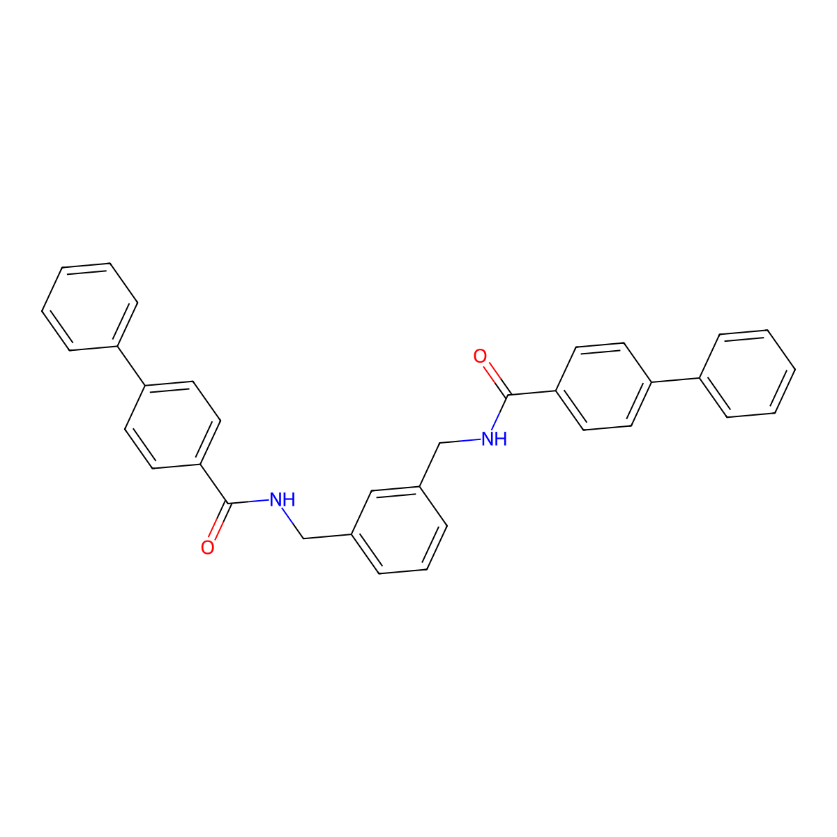 4-phenyl-N-[[3-[[(4-phenylbenzoyl)amino]methyl]phenyl]methyl]benzamide molecular structure, CAS 548442-25-7