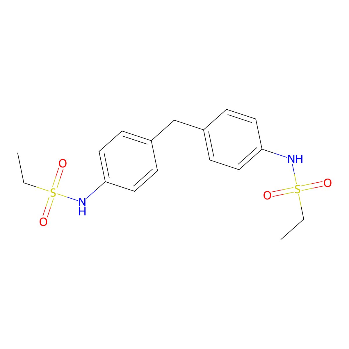 N-[4-[[4-(ethylsulfonylamino)phenyl]methyl]phenyl]ethanesulfonamide molecular structure, CAS 548442-54-2