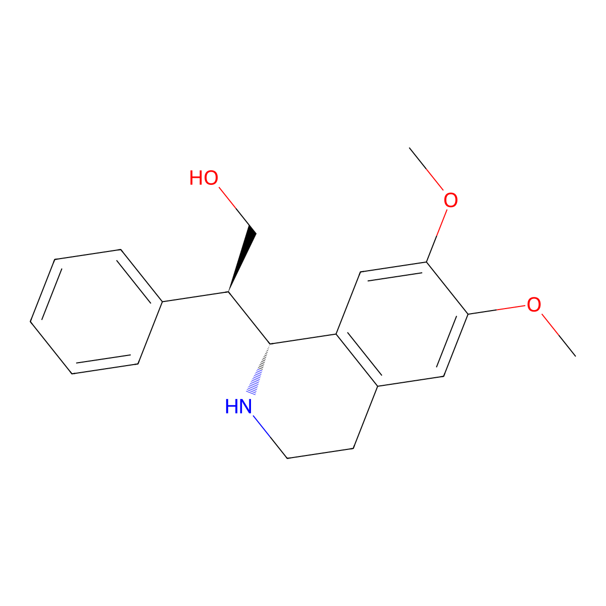 (R*)-2-((R*)-6,7-Dimethoxy-1,2,3,4-tetrahydro-isoquinolin-1-yl)-2-phenyl-ethanol molecular structure, CAS 548443-18-1