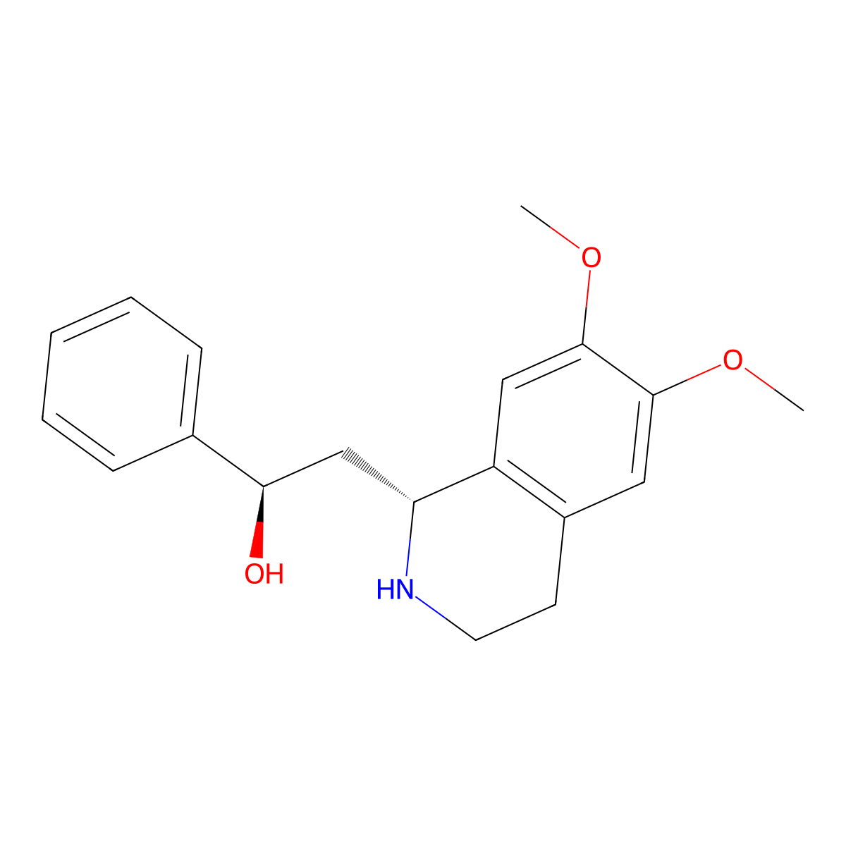 (1R*,2'R*)-1-(2'-hydroxy-2'-phenylethyl)-6,7-Dimethoxy-1,2,3,4-tetrahydro-isoquinoline molecular structure, CAS 548443-20-5